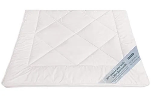 Bettdecken KBT Merino Schafschurwolle Winter Decke Bio KBA Baumwolle waschbar Natalia - Duo-Bettdecke aus 100% Merino-Schurwolle, ideal für kalte Nächte. Waschbar bis 30 Grad, handwerklich in Deutschland gefertigt, bietet natürlichen Schutz und hohe Selbstreinigungskraft durch Lanolin.