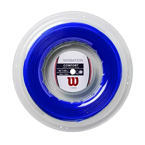 Wilson Sensation 16 Tennissaiten 200 m - Multifilamentsaite in Blau, 1,30 mm stark für optimalen Komfort und Spielgefühl auf dem Platz. Ideal für ambitionierte Tennisspieler.