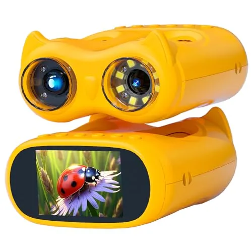 Digitales Mikroskop für Kinder, 2-in-1 1000X Tragbares Mikroskop & 10X Fernglas für Kinder mit Foto und Videofunktion – Handmikroskop Spielzeug Geschenke für Mädchen und Jungen ab 3 Jahren(Orange)