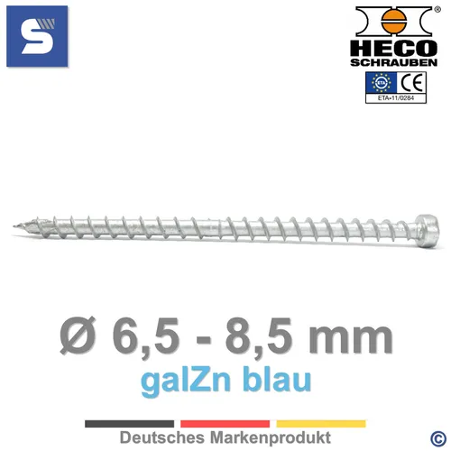Heco TOPIX-plus Zylinderkopfschraube TD 6,5 x 100 CC blau verzinkt - 61222 - Spanplattenschrauben, hochwertige blau verzinkte Zylinderkopfschrauben für eine zuverlässige Verbindung in Holz und Holzwerkstoffen, VPE: 100 Stück