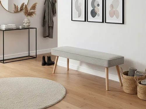 B&D home Sitzbank EMIL, gepolstert, Holzbeine, Grau in grau von B&D home