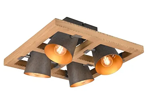 meineWunschleuchte 4-flammiger Deckenstrahler aus Naturholz - Eleganter Deckenstrahler mit 4 austauschbaren E14 LEDs (4,5W), dimmbar über Lichtschalter. Hochwertige Materialien und warmweißes Licht schaffen eine gemütliche Atmosphäre in jedem Raum.