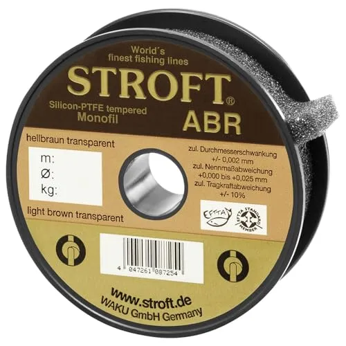 WAKU Schnur STROFT ABR Monofile 200m - Hohe Tragkraft - Einzelschnüre, Durchmesser 0,500 mm, Länge 200 m und eine beeindruckende Tragkraft von 21,00 kg für zuverlässigen Einsatz beim Angeln.