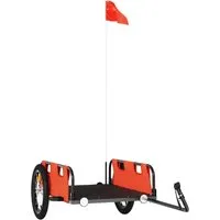 vidaXL Fahrradanhänger mit Reflektoren und Flagge - Fahrradanhänger aus robustem pulverbeschichtetem Eisen und leichtem, wasserabweisendem Oxford-Gewebe. Ideal für sicheren Transport von Gepäck und mehr, mit hervorragender Sichtbarkeit dank Reflektoren.