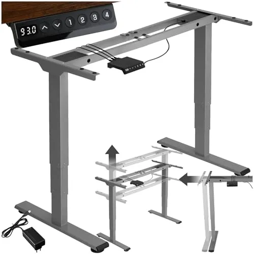 TecTake Tischgestell Twain höhenverstellbar - grau 404315 - Zubehör für Möbel: Das höhenverstellbare Tischgestell Twain von TecTake sorgt für ergonomisches Arbeiten im Sitzen und Stehen, ausgestattet mit leisen Motoren und Memory-Funktion für individuelle Positionen.