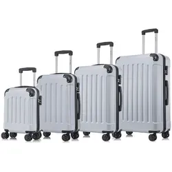 YONSLY Kofferset 4-teilig - Silber, Rollkoffer mit 360°-Rollen - Hochwertiges Kofferset aus robustem ABS-Material, ideal für Reisen. Mit leichtgängigen 360°-Rollen und ergonomischem Gummigriff für höchsten Komfort. Inkl. sicherem Zahlenschloss für sorgenfreies Reisen.