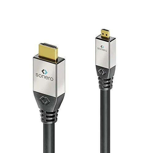 Sonero Premium High Speed Micro HDMI Kabel mit Ethernet, 1,00m, UltraHD / 4K / 60Hz, 18Gbps, schwarz