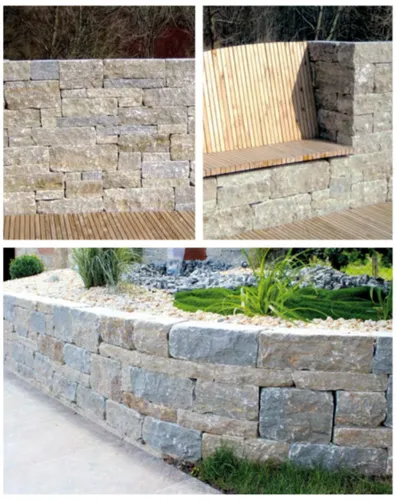 Muschelkalk Systemmauerwerk - gespalten - 960kg für individuelle Gestaltung - Stein für kreative Gartenmauern, leicht einzubauen und weniger staubig dank vorgewaschenem Material. Ideal für Sicht- und Lärmschutzwände, mit einzigartigem Fugenbild und natürlicher Farbvariation.