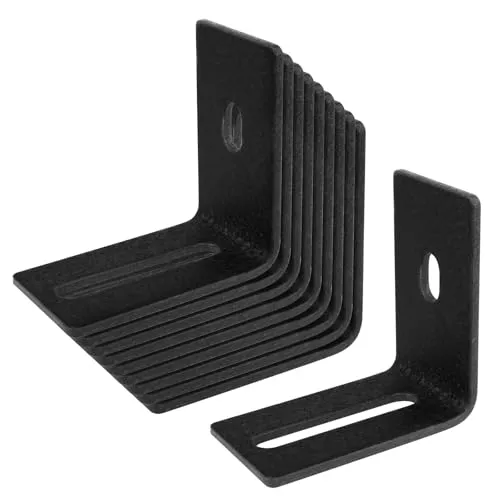 TSSS 10 Stück Winkelverbinder 90° mit Langloch, 70 x 70 x 40 mm, 3 mm –Verstellwinkel L-Form Halterung, Schwerlast Kohlenstoffstahl Halterungen