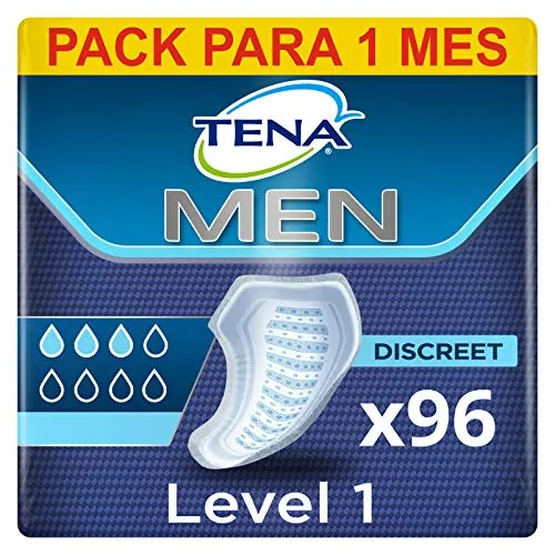 TENA Men Absorbent Protector Inkontinenzeinlagen, Level 1, für leichte Blasenschwäche, 96 Inkontinenzeinlagen (12 x 8 Packungen) für Männer, speziell entwickelt , Länge 23 cm