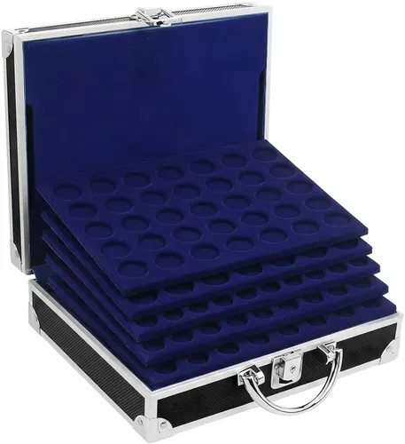 SAFE 9816 ALU Münzkoffer schwarz | inkl. 6 Tableaus für 210 Stk. 2 Euro Münzen