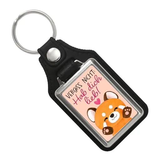 speecheese Roter Panda Schlüsselanhänger mit Kunstleder-Anhänger mit Spruch Vergiss nicht Hab dich lieb Kawaii Katze Glücksbringer Liebe Freundschaft Valentinstagsgeschenk Freundin