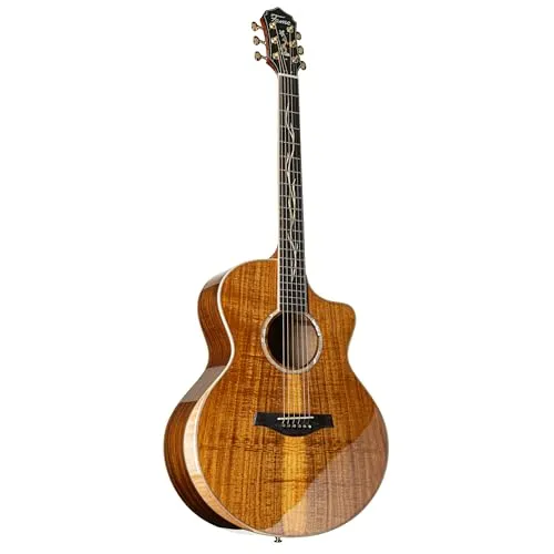 Fame Koa Deluxe Westerngitarre - Elektroakustische Gitarre mit Cutaway für optimalen Spielkomfort und hochwertigem Tonabnehmersystem, ideal für Bühne und Proberaum. Edles Koa-Holz sorgt für individuelle Optik.