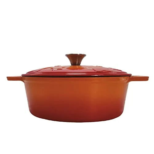 Grillfürst Dutch Oven Sternentöpfchen 3,5 Liter - orangefarbener Gusseisen Bräter mit Henkeln und pflegeleichter Emaillierung, ovaler Schmortopf für Grill und Herd