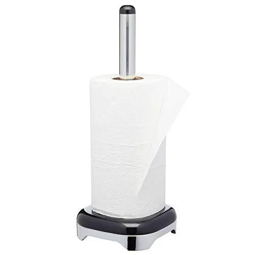 KitchenCraft Lovello Küchenrollenhalter, Freistehender Zewa Rollenhalter, Zewarollenhalter aus hochwertigem Aluminium, Abroller Küchenrolle und Papierrollenhalter aus Metall, Schwarz, 35 x 14 cm