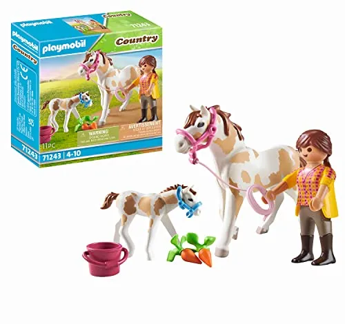 PLAYMOBIL Country 71243 Pferd mit Fohlen, Tiere für den Reiterhof, Spielzeug für Kinder ab 4 Jahren