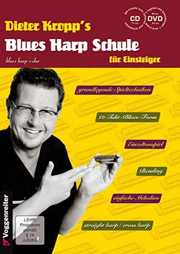 Blues Harp Schule m. CD und DVD - Mundharmonika für Einsteiger - Tipps fürs Studium: Lerne grundlegende Spieltechniken und spiele von einfachen Melodien bis zu erdigem Blues mit praktischen Übungen.