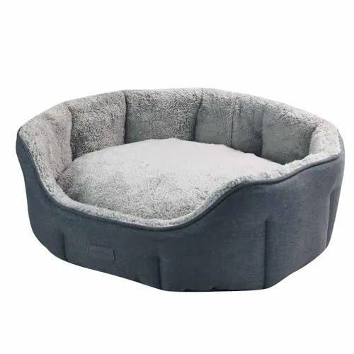 Nobby Komfort Bett oval LICA grau 45 x 40 x 19 cm - Hundebetten aus kuschelig weichem Material mit Wendekissen und Anti-Rutsch-Beschichtung für optimalen Komfort und Sicherheit.