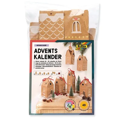 matches21 HOME & HOBBY Adventskalender Bastelset 24 Stk Lebkuchenhäuser mit Motivdruck Holzbaukasten