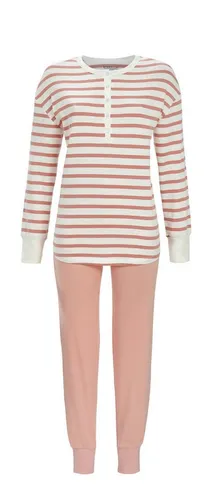 Ringella Pyjama - Schlafanzug mit Strickbündchen und Oberteil mit Knopfleiste 100% Baumwolle