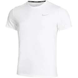 Nike Dri-Fit Miler UV Laufshirt Herren - Weiß, Größe M - Herren-Shirts mit schweißableitender Dri-FIT-Technologie und UV-Schutz für optimalen Tragekomfort beim Laufen.