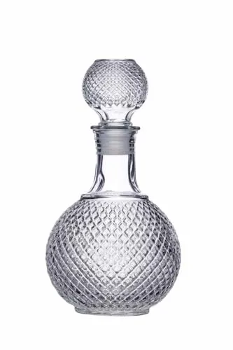 BarCraft Whisky & Brandy Karaffe, geschliffenes Glas, Verschluss mit Silikondichtung, 1L, Farblos