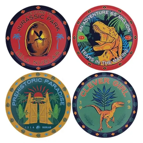 Jurassic Park Getränkeuntersetzer, bedruckt, 4 Stück