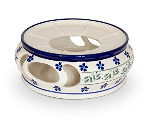 Bunzlauer Keramik Stövchen Ø18.5 cm ideal für Suppenterrinen/Töpfe und große Teekannen/Kaffeekannen im Dekor 163a