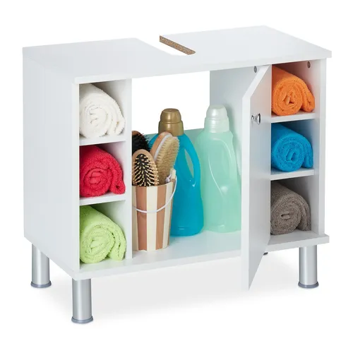 Waschbeckenunterschrank MDF Badunterschrank - Weiß - Praktischer Badunterschrank in Weiß, ideal für platzsparende Aufbewahrung im Badezimmer mit hochwertiger MDF-Oberfläche.