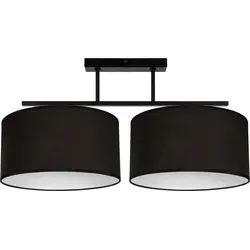 Moderne Deckenlampe aus Metall und Stoff E27 Schwarz Weiß 2-flammig - Lampen für gemütliche Beleuchtung in Wohnzimmer, Schlafzimmer und Flur. Diffuses, blendarmes Licht durch hochwertige Stoffschirme und freie Leuchtmittelwahl.