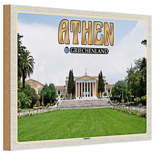 Holzschild Reise 30x20cm Athen Griechenland Zappeion Kongress