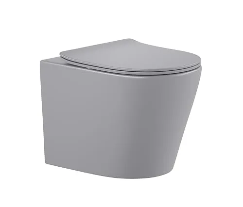 Wand-WC Set Nakia Tiefspüler ohne Spülrand in grau von sanicomfort