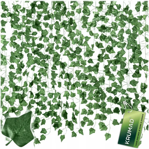 KRUMAD Efeu Girlande 28 m 12 Stück Künstlich Dunkelgrün Wetterfest UV Beständig