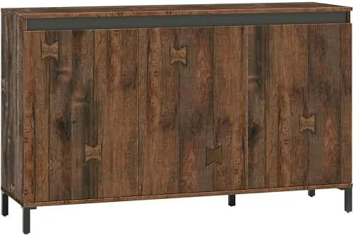 möbelando Sideboard >Genio Industrial< in Eiche, Holzwerkstoff - 138x84x40cm (BxHxT)