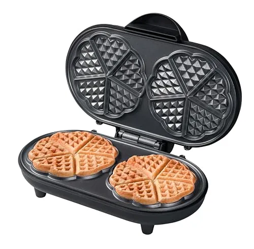 Bestron Doppel-Waffeleisen ADWM1000BL für Herzwaffeln in schwarz von Bestron