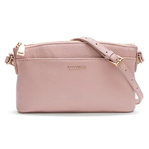Lazarotti Bologna Leder Umhängetasche Damen – stilvolle Crossbody Bag mit verstellbarem Schultergurt - Damen-Schultertaschen aus hochwertigem Rind-Leder, leicht und kompakt mit praktischem Reißverschlussfach – der perfekte Begleiter für jeden Anlass.