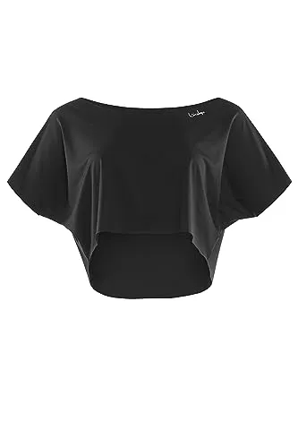 WINSHAPE Damen Functional Light Cropped Dance-top Dt104 T-Shirt, Schwarz, XL EU - Stylisches cropped Dance-T-Shirt aus leichtem Funktionsstoff, ideal für Fitness, Pilates und Yoga. Hohe Elastizität und umweltfreundlich!