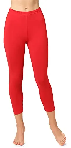 Bellivalini Damen 3/4 Leggings aus Baumwolle BLV50-156 (Rot, XXL)