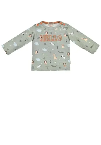 Bondi Baby Langarmshirt Safariallover 93967 | Safari Allover – Süßes Tier-Print Shirt mit Druckknöpfen – Für Babys & Kleinkinder – Abenteuerlicher Look (DE/NL/SE/PL, Numerisch, 62, Safari Allover)