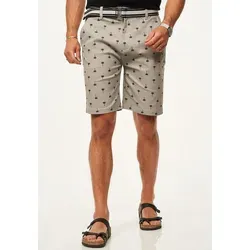 SOULSTAR Chinoshorts für Herren mit Palmenmuster & Gürtel im Regular-Fit Kurze Hose Sommer-Shorts Bermuda mit Stretchanteil beige W38