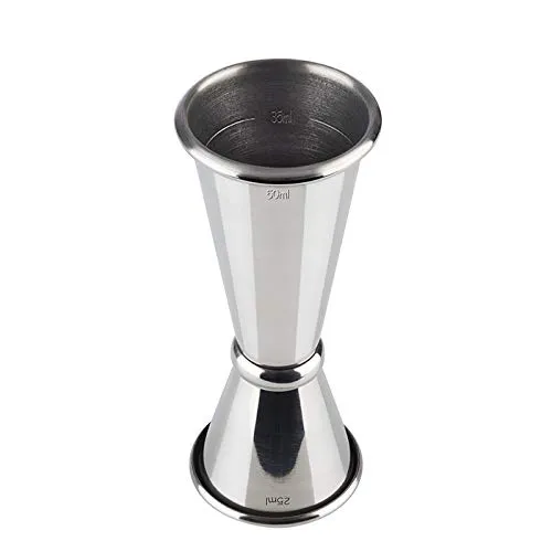 Buddy´s Bar - Barmaß, 2,5 cl / 5 cl Doppelmaß, Innenmaße 1,5 cl / 3,5 cl, hochwertiges Barmaß, lebensmittelecht, spülmaschinenfest, Jigger zum Abmessen von Zutaten für Cocktails, Edelstahl poliert