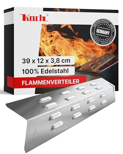 KOCH #56 Rostfreier Flammenverteiler 390x120mm - Grillersatzteile: Hochwertiger Flammenverteiler aus rostfreiem Edelstahl mit innovativer Kiemenstruktur für gleichmäßige Hitzeverteilung und lange Lebensdauer. Ideal für Jamie Oliver und Kingsman Grills.