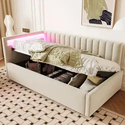 Odikalo Stauraumbett Polsterbett Schlafsofa mit Hydraulik