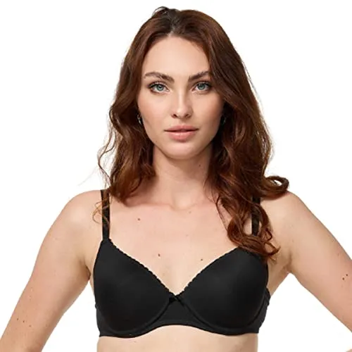 Nur Die Traumweich Bügel-BH besonders weiche Modal-Faser gepaddete Cups für einen natürlichen Push-Up-Effekt zarte Spitze Damen, schwarz, 75B