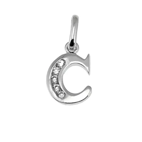 NKlaus Kettenanhänger Buchstabe C aus 925er Sterlingsilber - Eleganter Anhänger aus rhodiniertem 925er Sterlingsilber mit funkelndem Zirkonia, perfekt für persönliche Akzente und als Geschenk für besondere Anlässe.