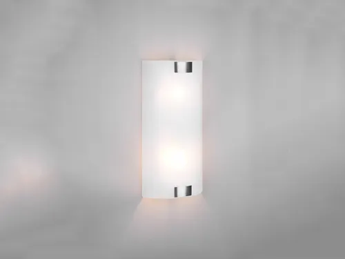 Design LED Wandlampe mit Glas Lampenschirm - Flach und Elegant - Wandleuchte für Treppenhaus und Flur, dimmbar mit warmweißem Licht. Stilvolle Kombination aus messingfarbigem Metall und weißem Glas für ein harmonisches Ambiente.