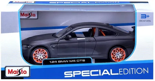 Maisto BMW M4 GTS 1/24 Modellauto - grau - Modellauto im Maßstab 1:24 aus Metall, detailreich und ideal für Sammler. Mit öffnenden Türen und Motorhaube, perfekt für Kinder ab 3 Jahren.