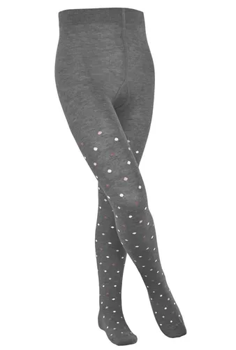 FALKE Unisex Kinder Strumpfhose Multidot K Ti Baumwolle dick gemustert 1 Stück, Grau Light Grey Melange 3390, 152-164