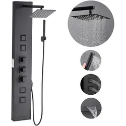 VEVOR Duschpaneel-Turmsystem 4 in 1 - Duschköpfe & -brausen mit Regenmassagesystem, platzsparend und ideal für moderne Badezimmerrenovierungen.