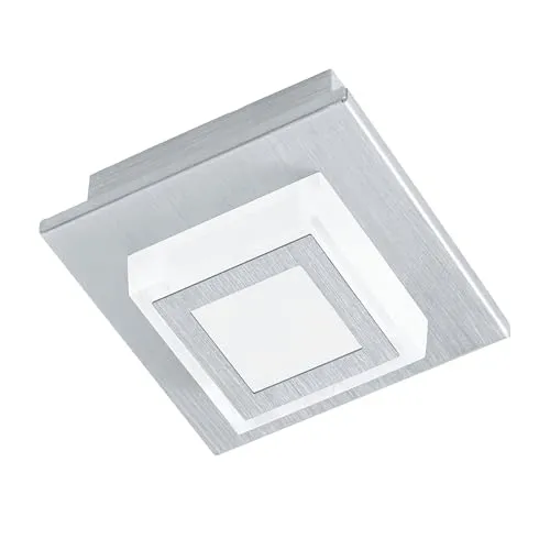EGLO LED Deckenleuchte Masiano - 1-flammige Aluminium-Deckenlampe - Stilvolle Deckenlampe für Wohnzimmer und Flur, aus gebürstetem Aluminium mit warmweißem Licht (3,3W, 340 Lumen). Ideal für verschiedene Wohnstile!
